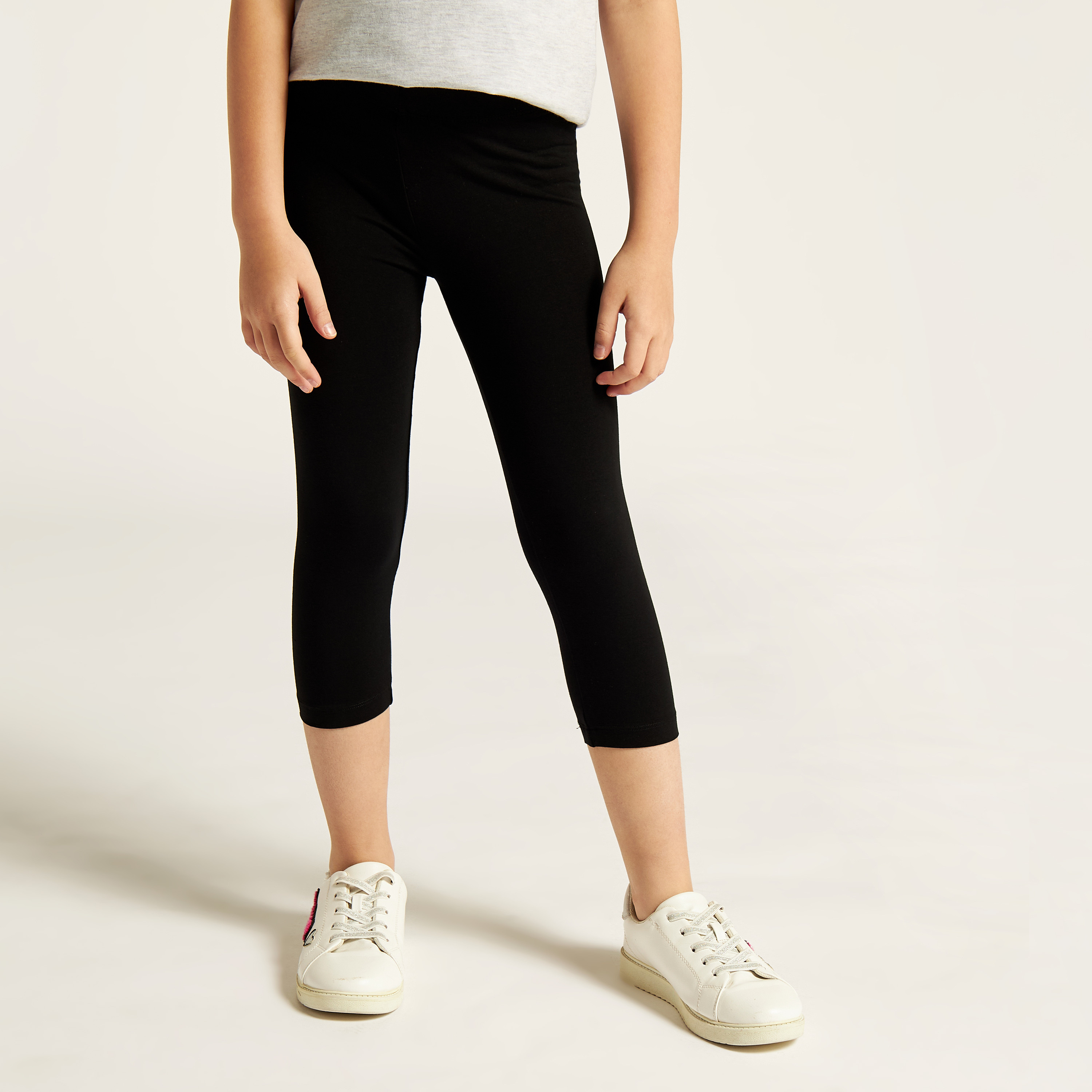 Juniors Solid Leggings with Elasticated Waistband-girls-clothing-schoolwear-bottoms-leggings-image-1