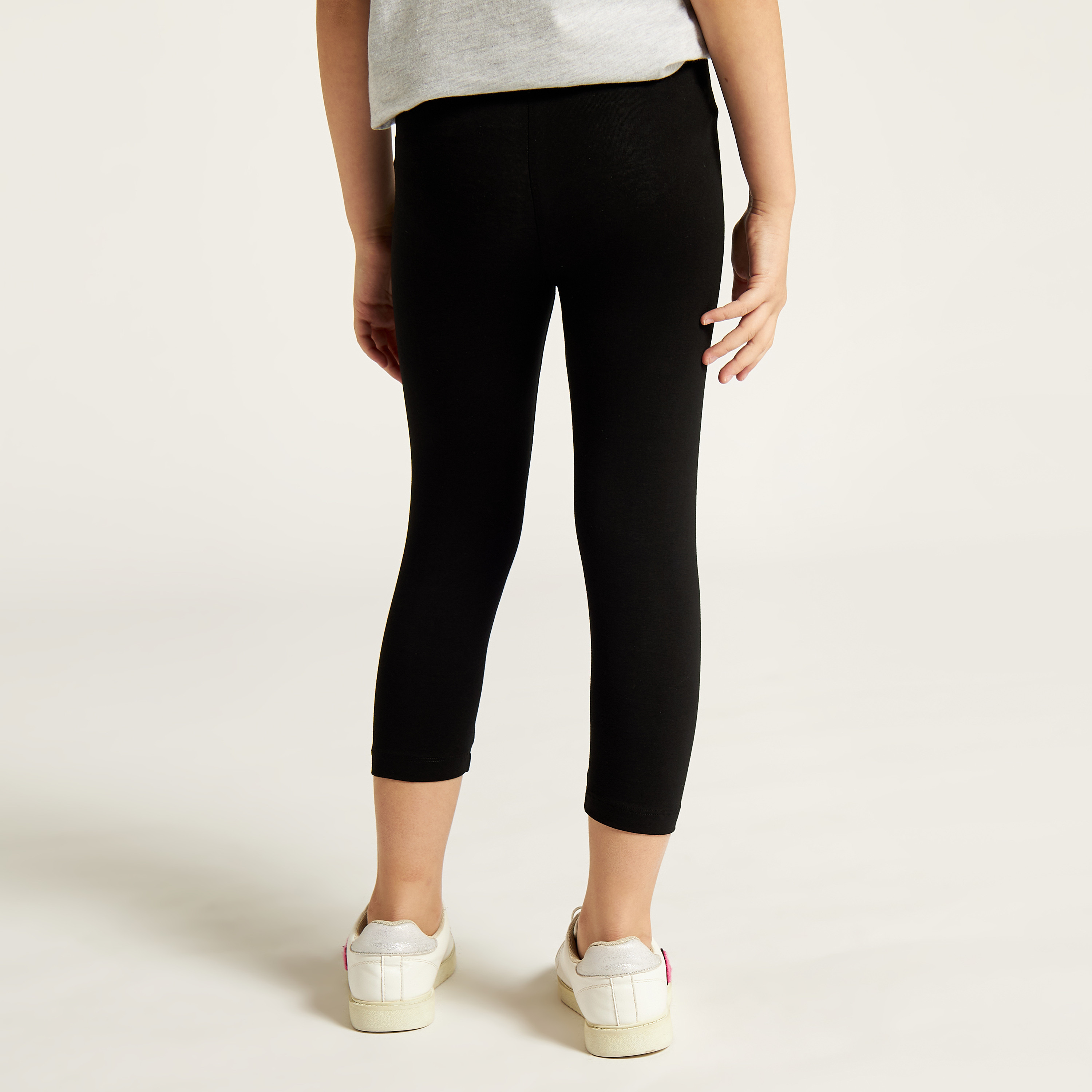 Juniors Solid Leggings with Elasticated Waistband-girls-clothing-schoolwear-bottoms-leggings-image-4