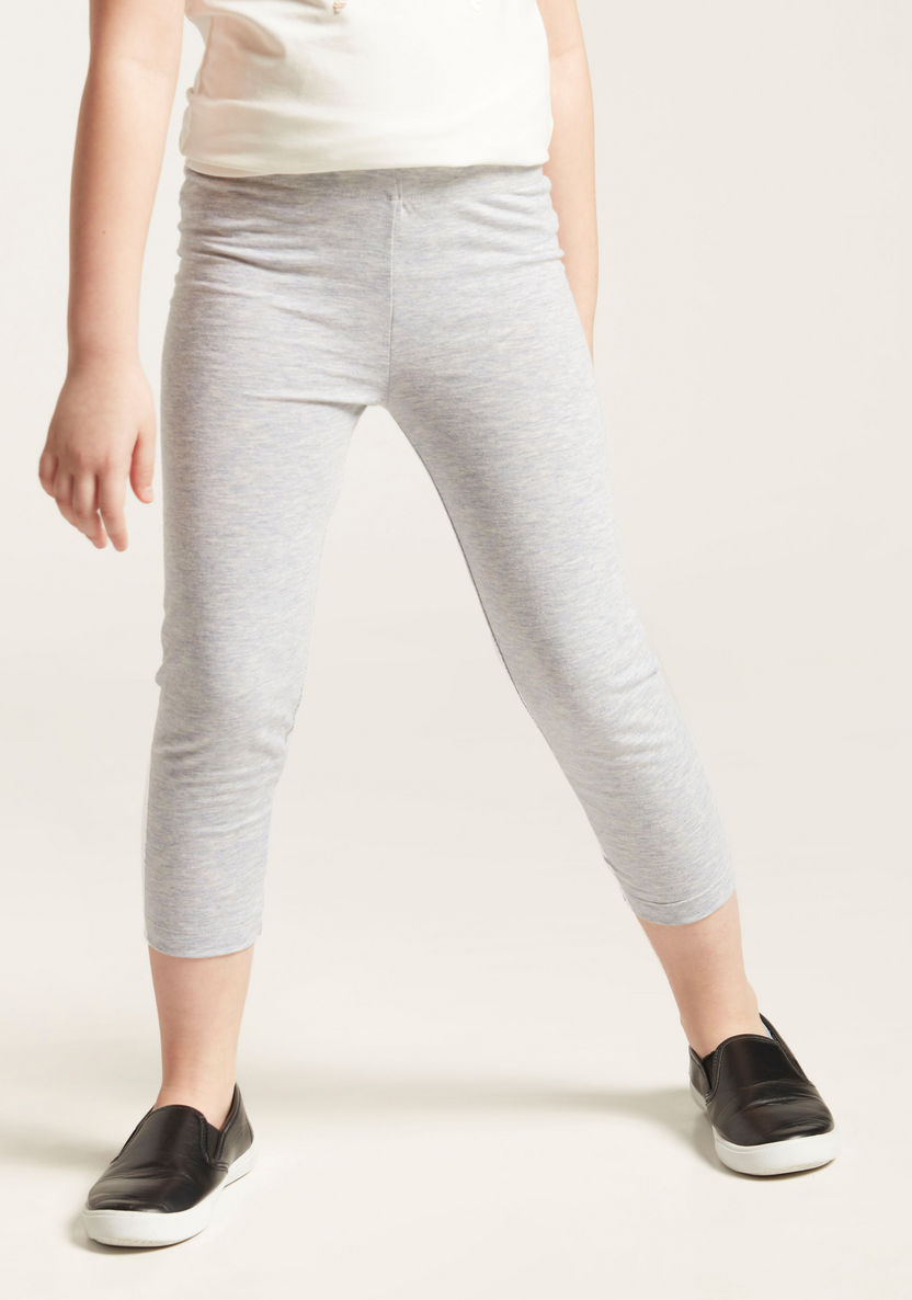 Juniors Solid Leggings with Elasticated Waistband-Bottoms-image-1