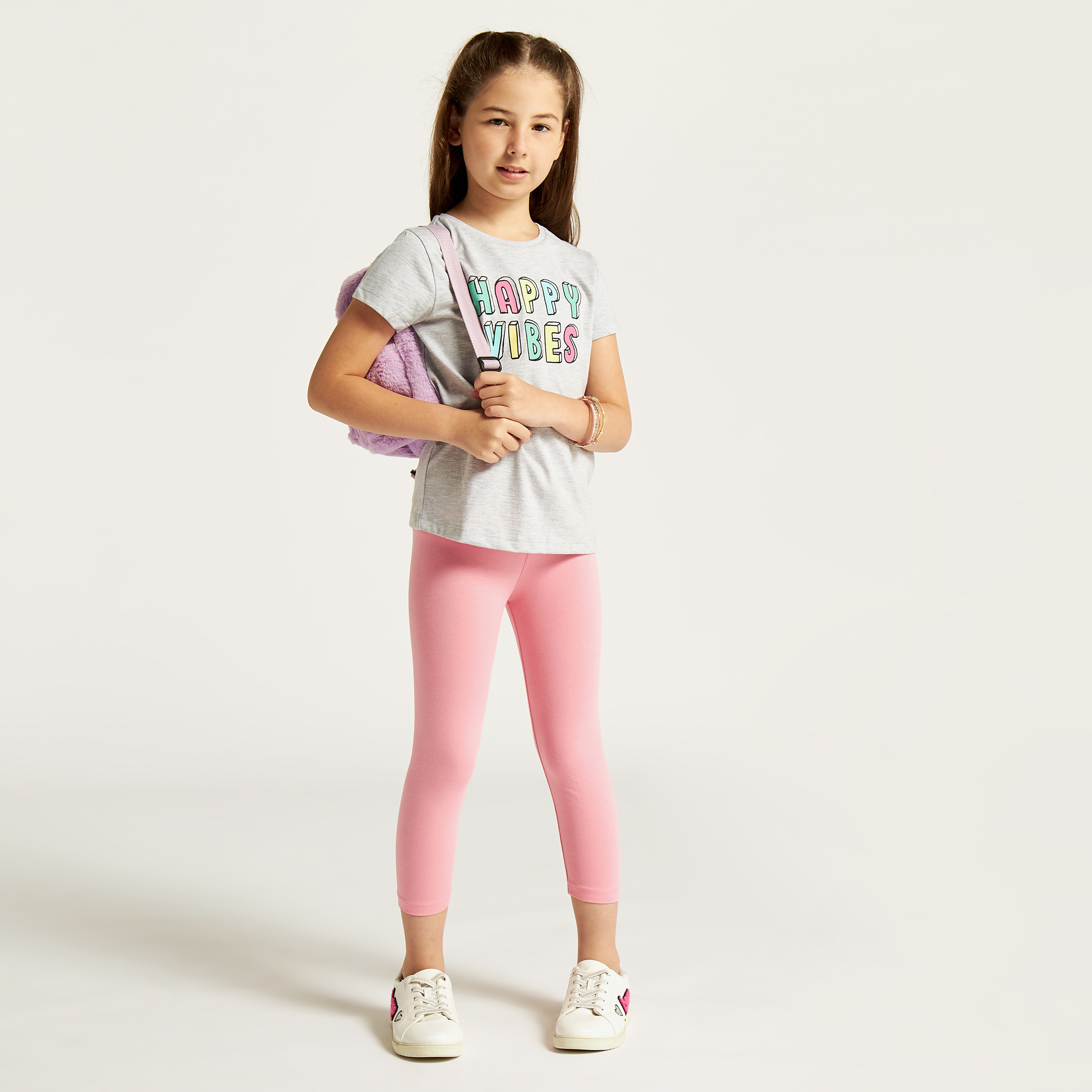 Juniors Solid Leggings with Elasticated Waistband-girls-clothing-schoolwear-bottoms-leggings-image-1