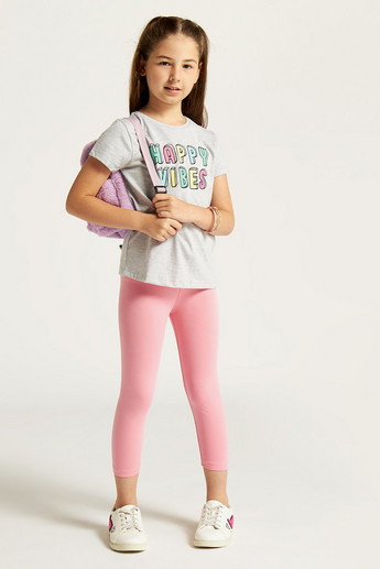 Buy Juniors Solid Leggings with Elasticated Waistband Online