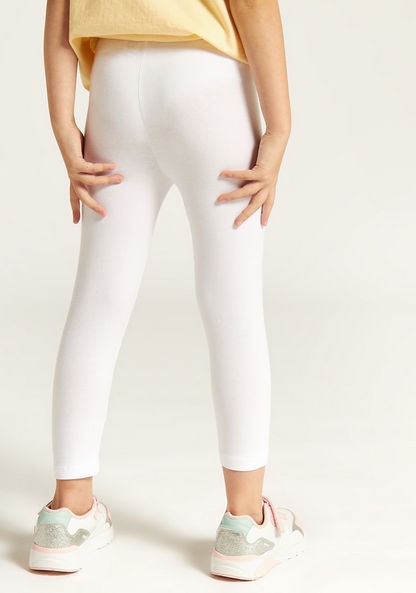 Juniors Solid Leggings with Elasticated Waistband-Bottoms-image-2