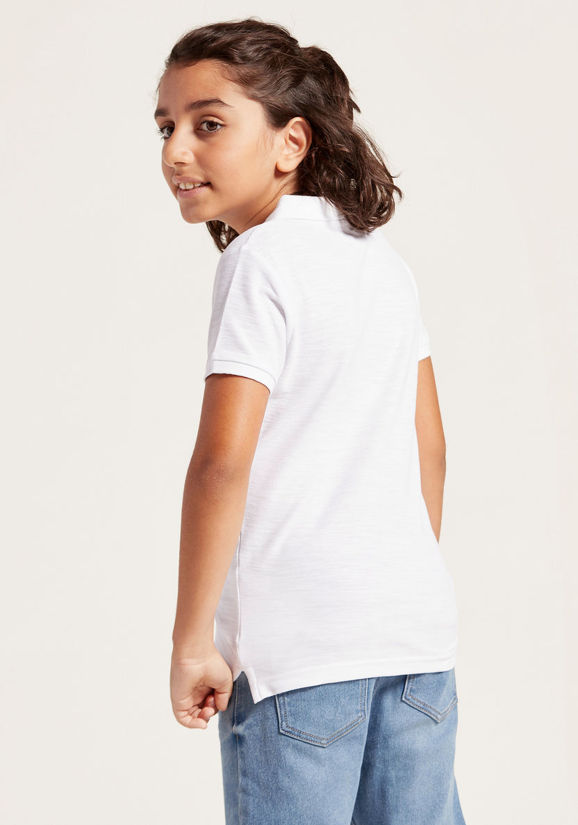Juniors Solid Polo T-shirt with Collar and Short Sleeves-T Shirts-image-3