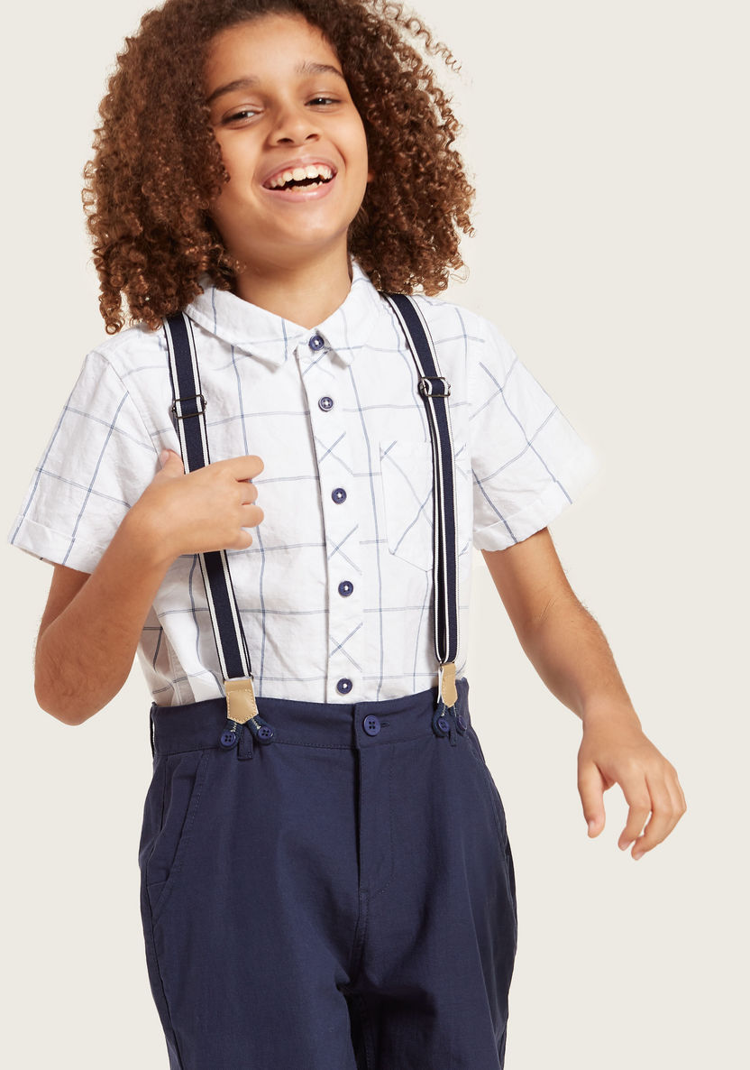 Juniors Chequered Shirt and Shorts with Suspenders Set-Clothes Sets-image-2