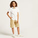 Juniors Solid Bow Detailed Shirt and Printed Shorts Set-Clothes Sets-thumbnail-1