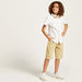Juniors Solid Bow Detailed Shirt and Printed Shorts Set-Clothes Sets-thumbnail-2