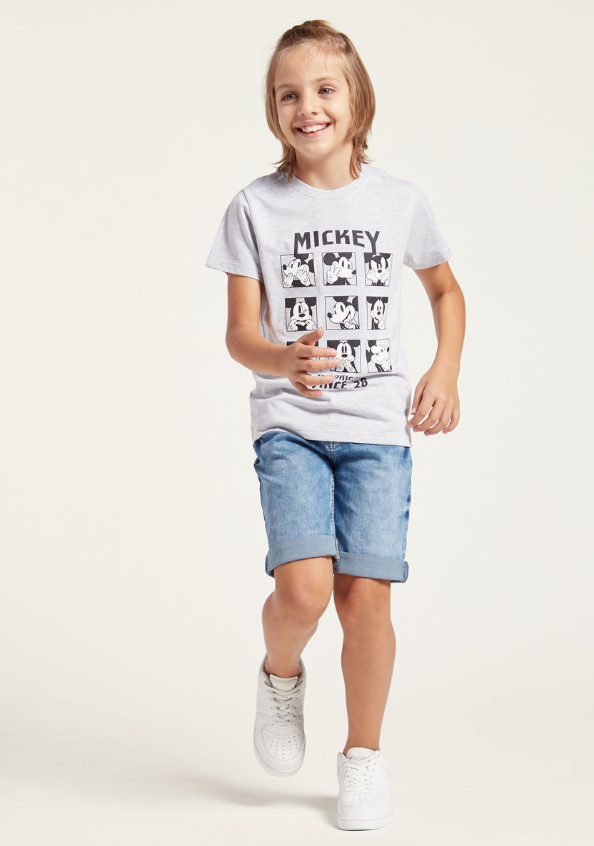Mickey Mouse Graphic Print T-shirt with Short Sleeves-T Shirts-image-0