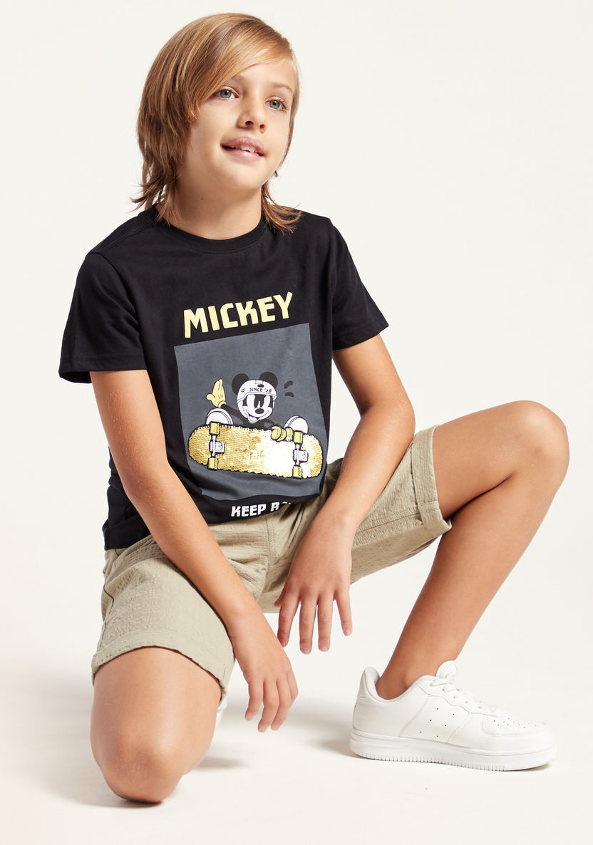 Disney Mickey Mouse Graphic Print T-shirt with Short Sleeves-T Shirts-image-0