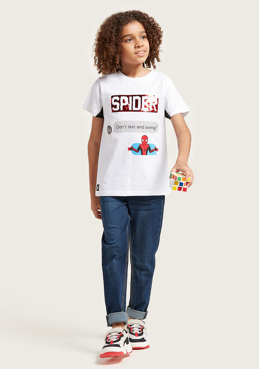 Spider-Man Graphic Print T-shirt with Sequin Detail-T Shirts-image-0