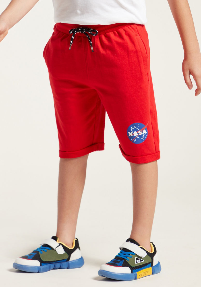 NASA Graphic Print Shorts with Pockets and Drawstring Closure-Shorts-image-1