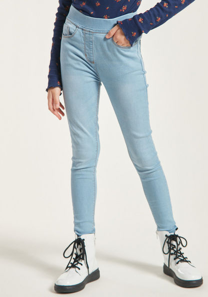 Juniors Girl Blue Slim Fit Jeggings-Jeans and Jeggings-image-1