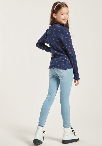 Juniors Girl Blue Slim Fit Jeggings-Jeans and Jeggings-image-3