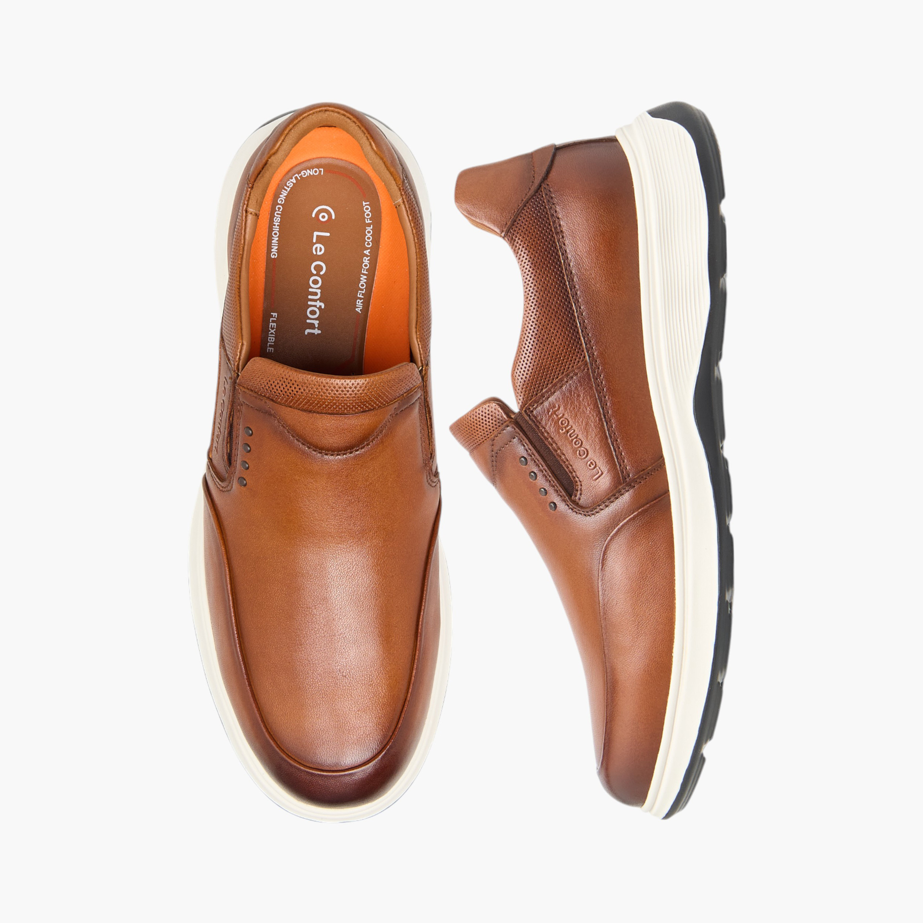 حذاء خفيف جلد سهل الارتداء بنقوش الشعار من لو كونفورت -men-shoes-formalshoes-image-1