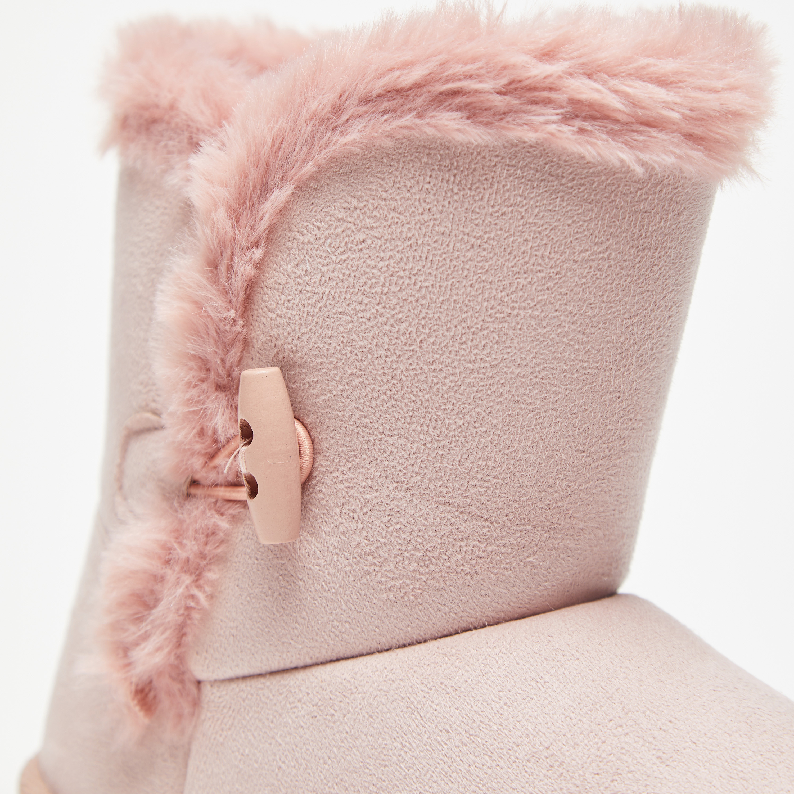 Solid Slip-On Ankle Boots with Plush Detail-girls-shoes-boots-image-5