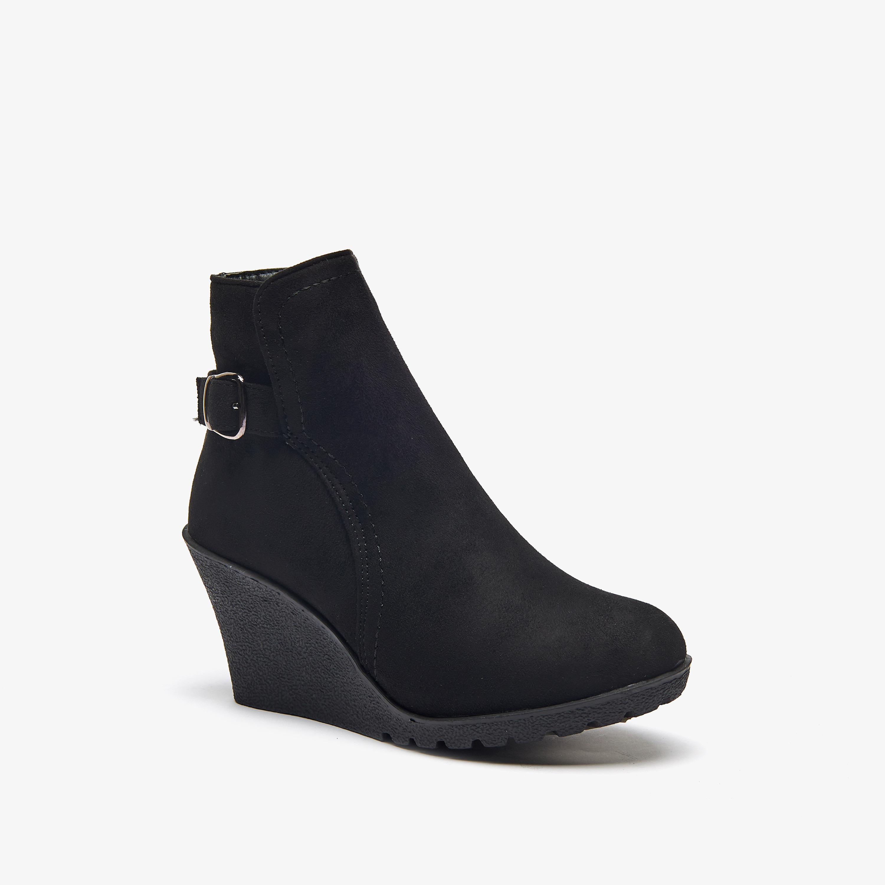 Black wedge 2024 booties with zipper