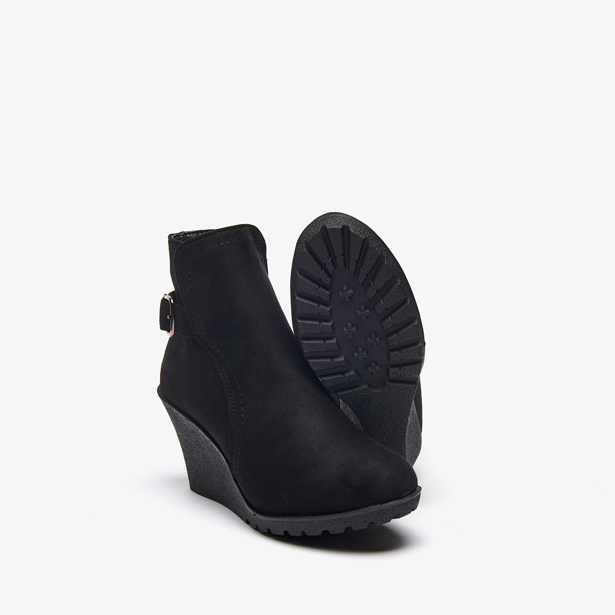 Black wedge best sale booties with zipper