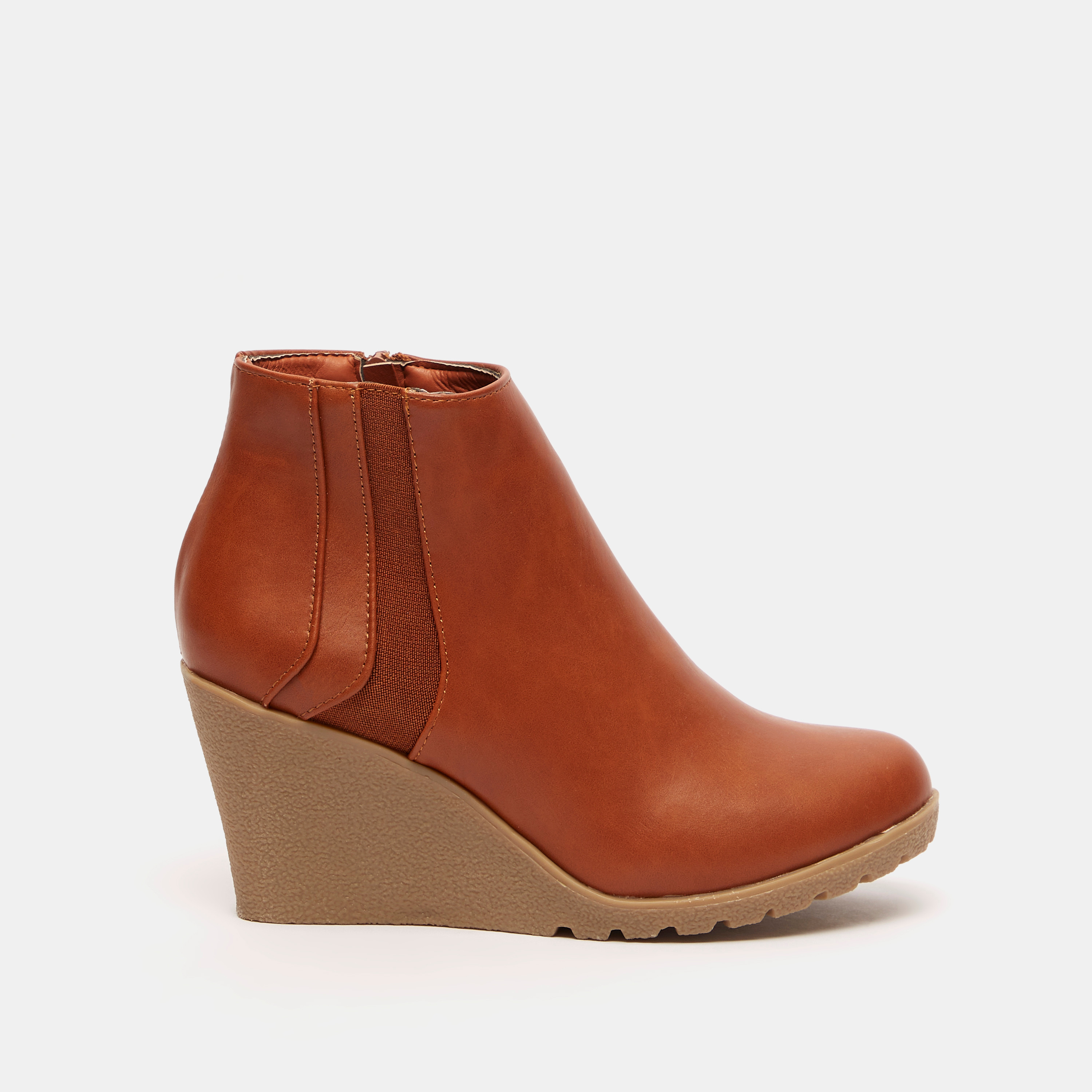 Tan wedge ankle outlet boots