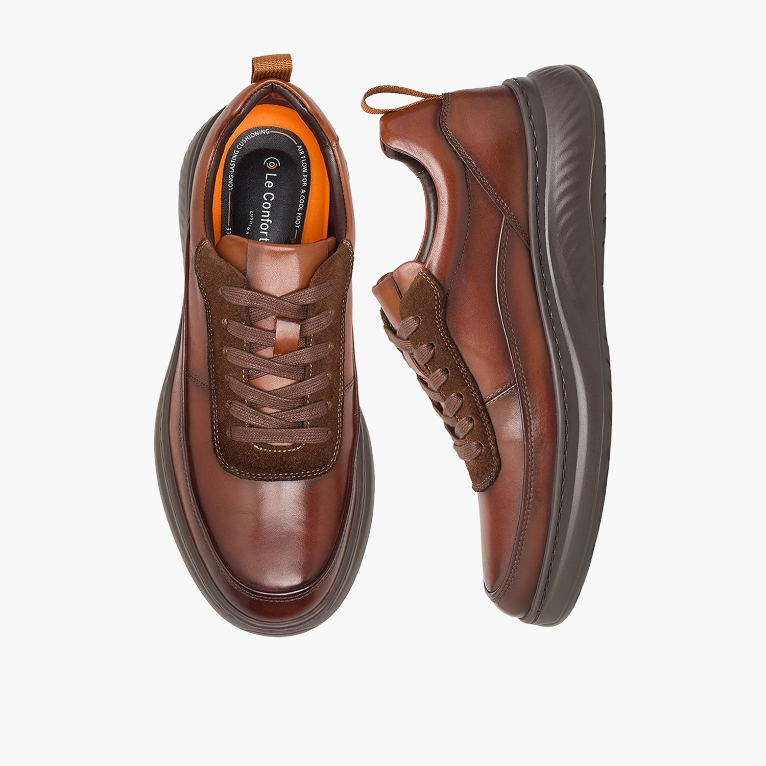 Le Confort Men Leather Lace-Up Ankle Sneakers-men-shoes-sneakers-image-1