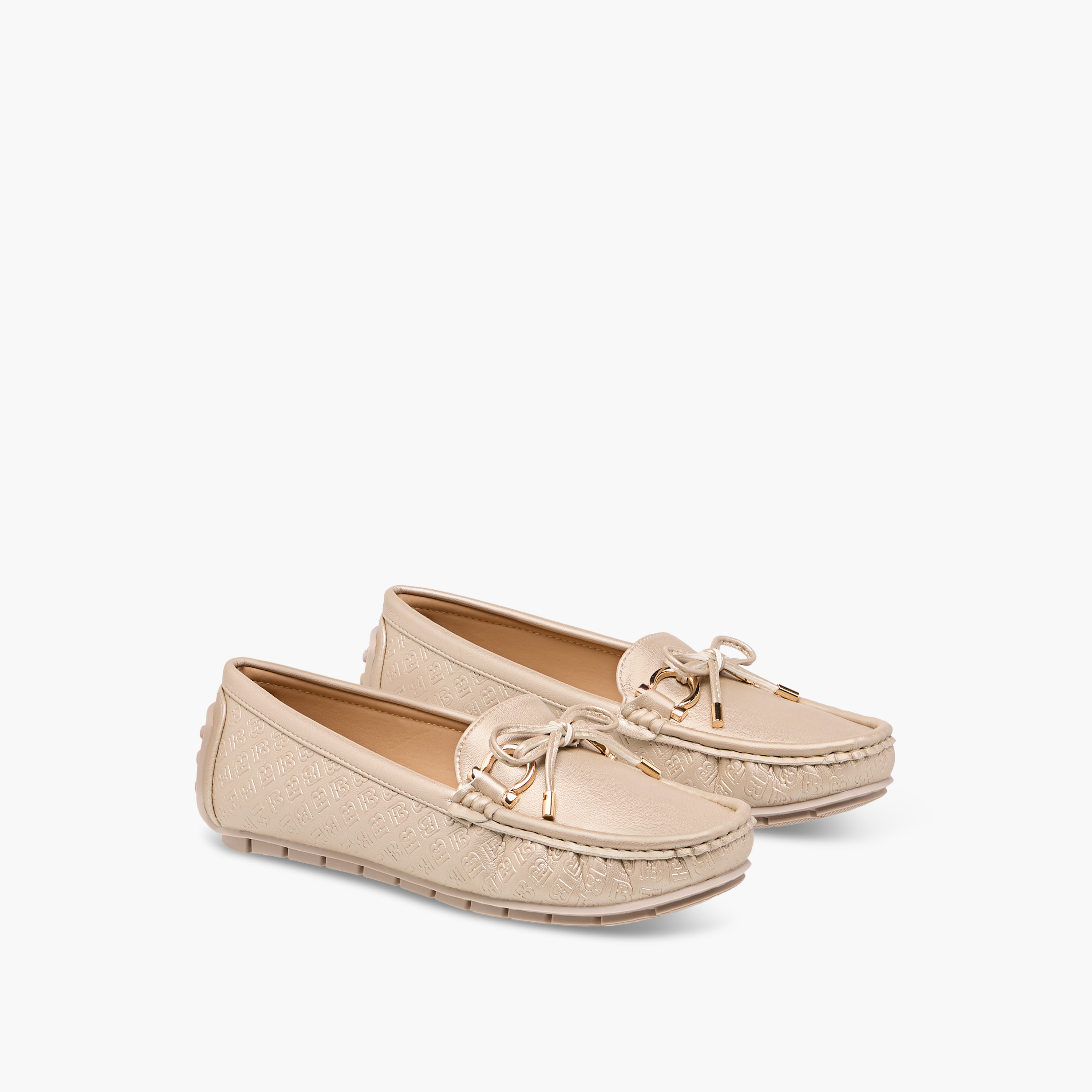 Flora Bella Monogram Embossed Moccasins with Bow Accent-women-shoes-loafersandmoccasins-image-1