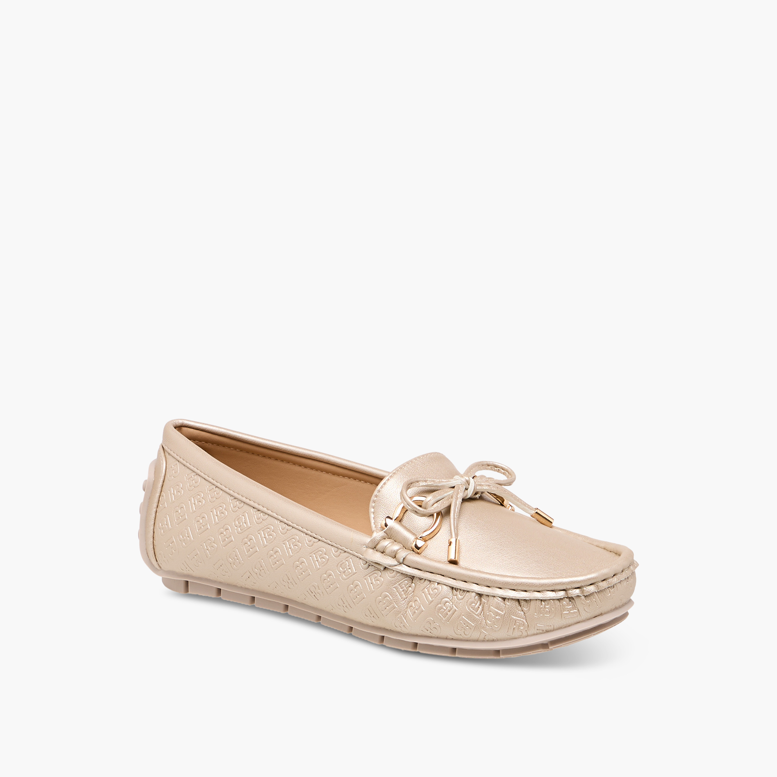 Flora Bella Monogram Embossed Moccasins with Bow Accent-women-shoes-loafersandmoccasins-image-2