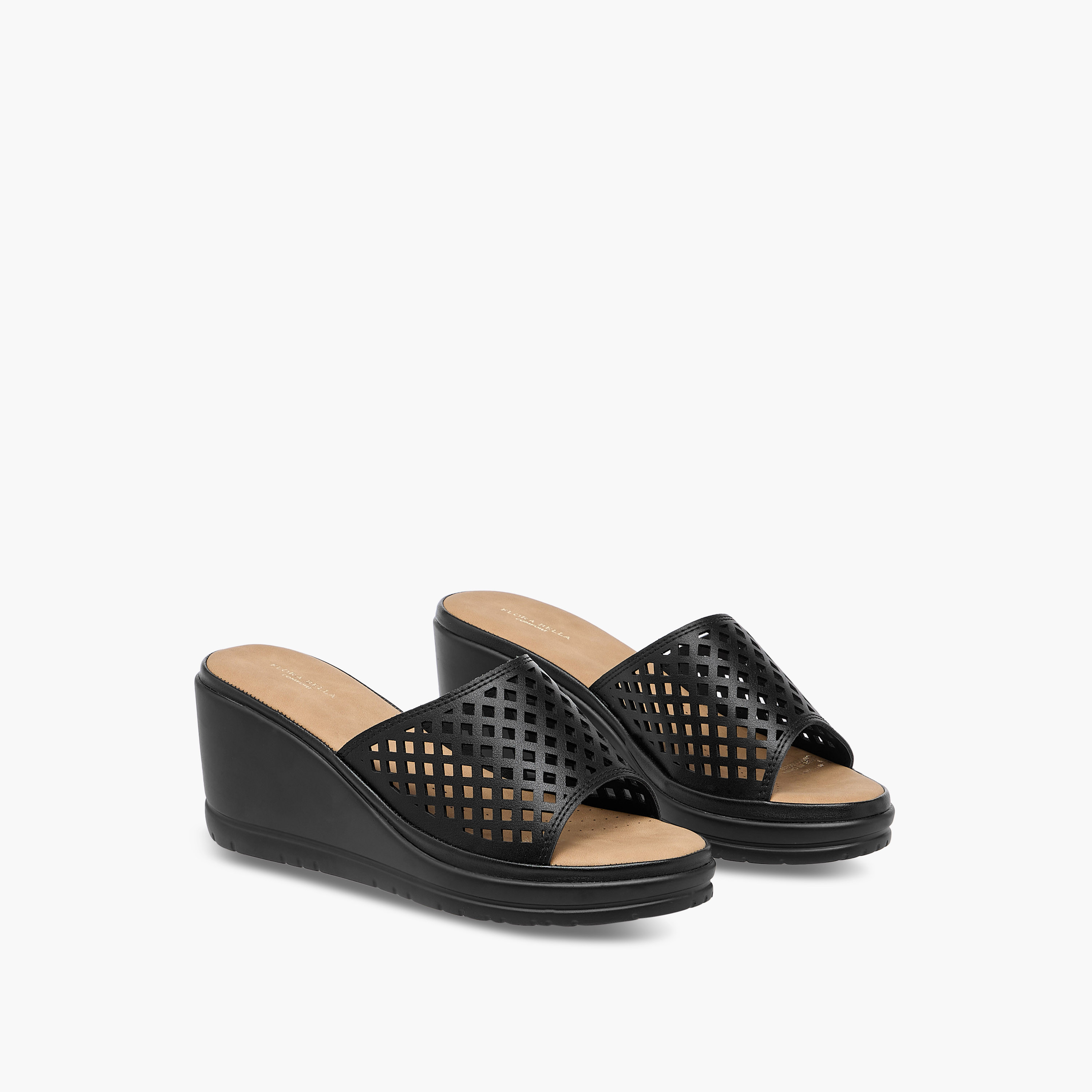 Flora Bella Cutout Detail Slip-On Sandals with Wedge Heels-women-shoes-sandals-heeled-image-1
