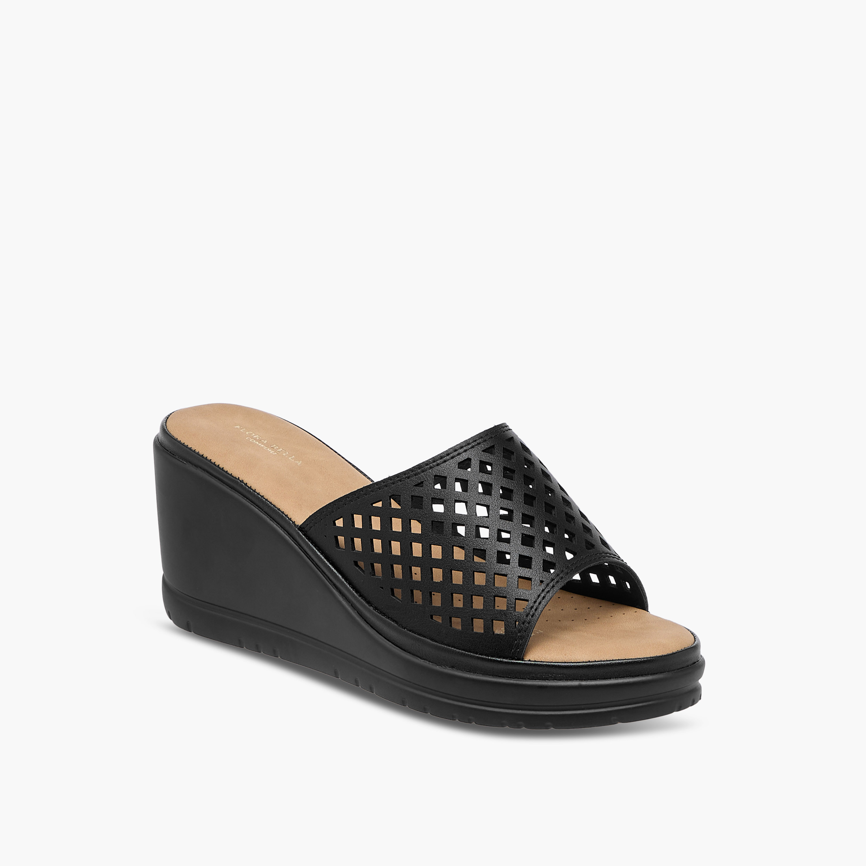 Flora Bella Cutout Detail Slip-On Sandals with Wedge Heels-women-shoes-sandals-heeled-image-2