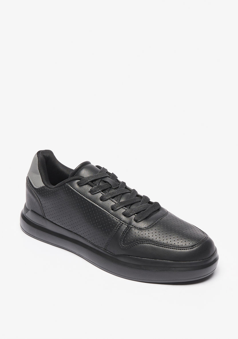 Buy Men's Perforated Sneakers with Panel Detail and Lace-Up Closure ...
