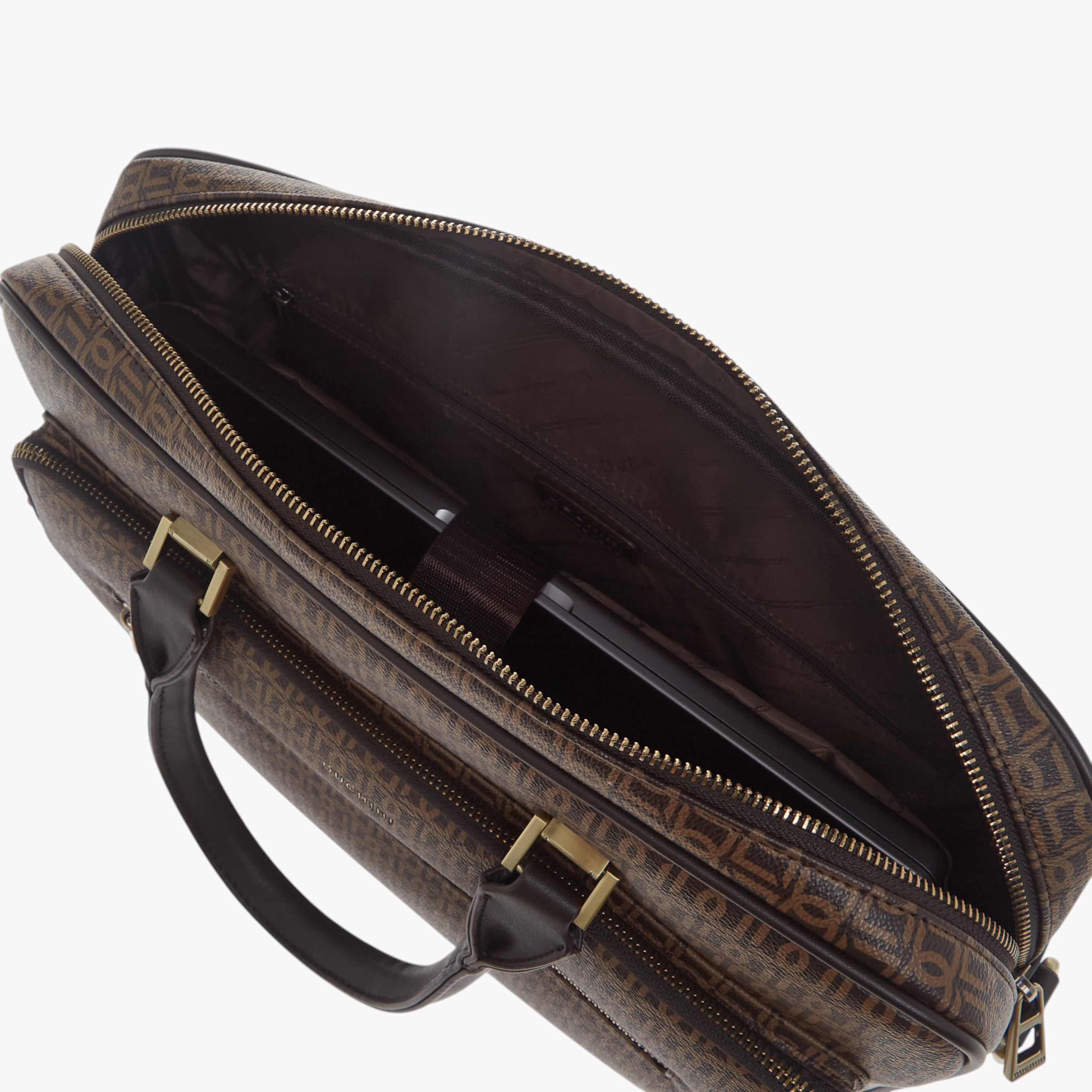 Duchini All-Over Monogram Print Laptop Bag with Handles and Adjustable Strap-men-bags-image-8