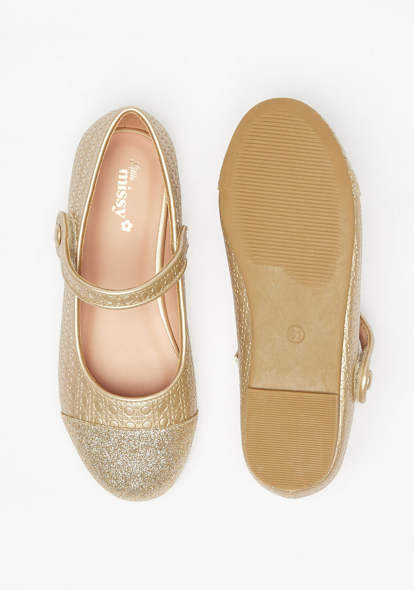 Little Missy Textured Round Toe Ballerina Shoes-Girl%27s Ballerinas-image-3