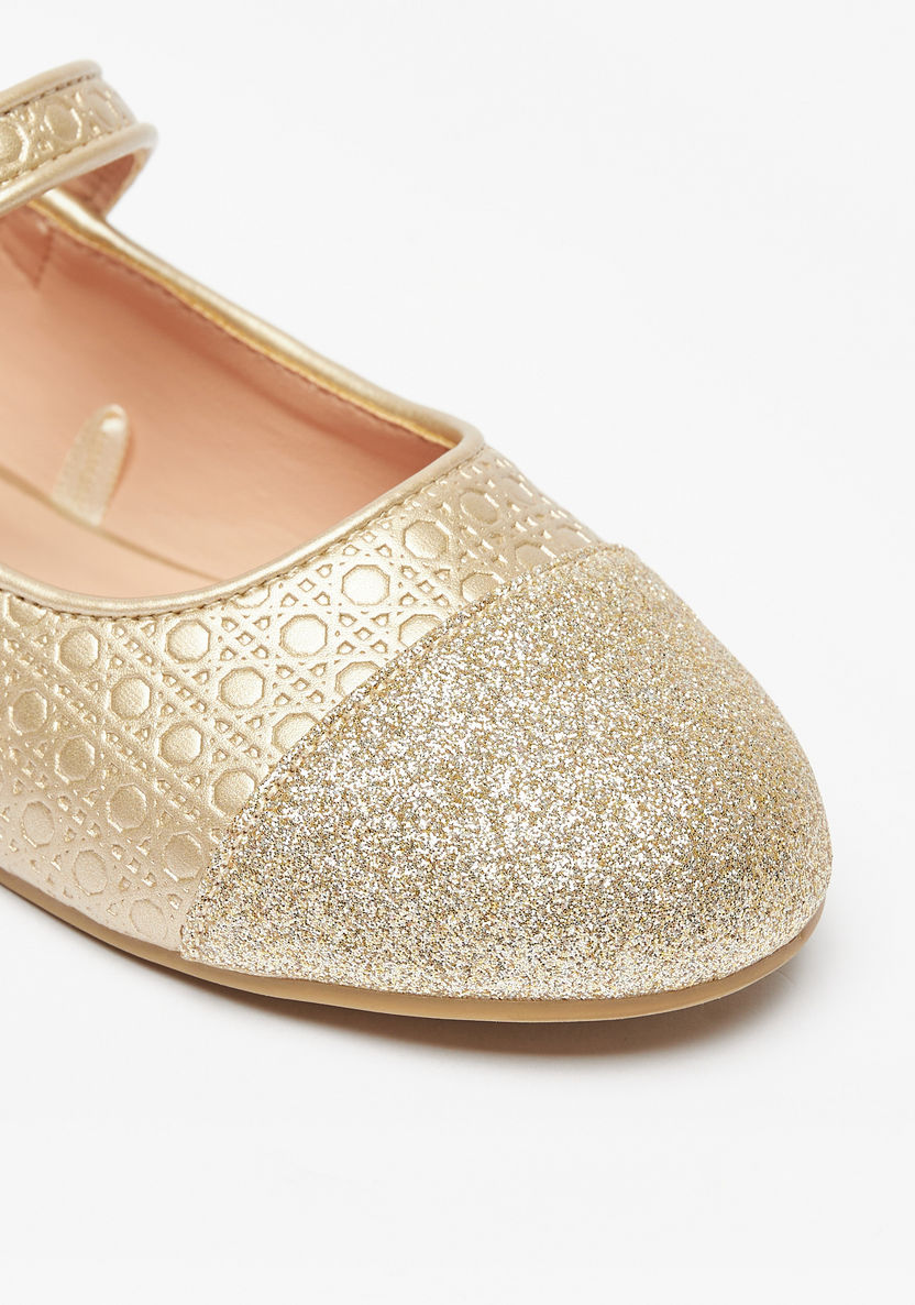 Little Missy Textured Round Toe Ballerina Shoes-Girl%27s Ballerinas-image-4