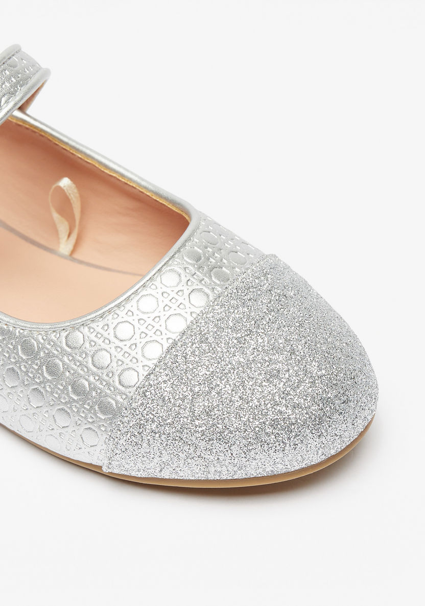 Little Missy Textured Round Toe Ballerina Shoes-Girl%27s Ballerinas-image-3