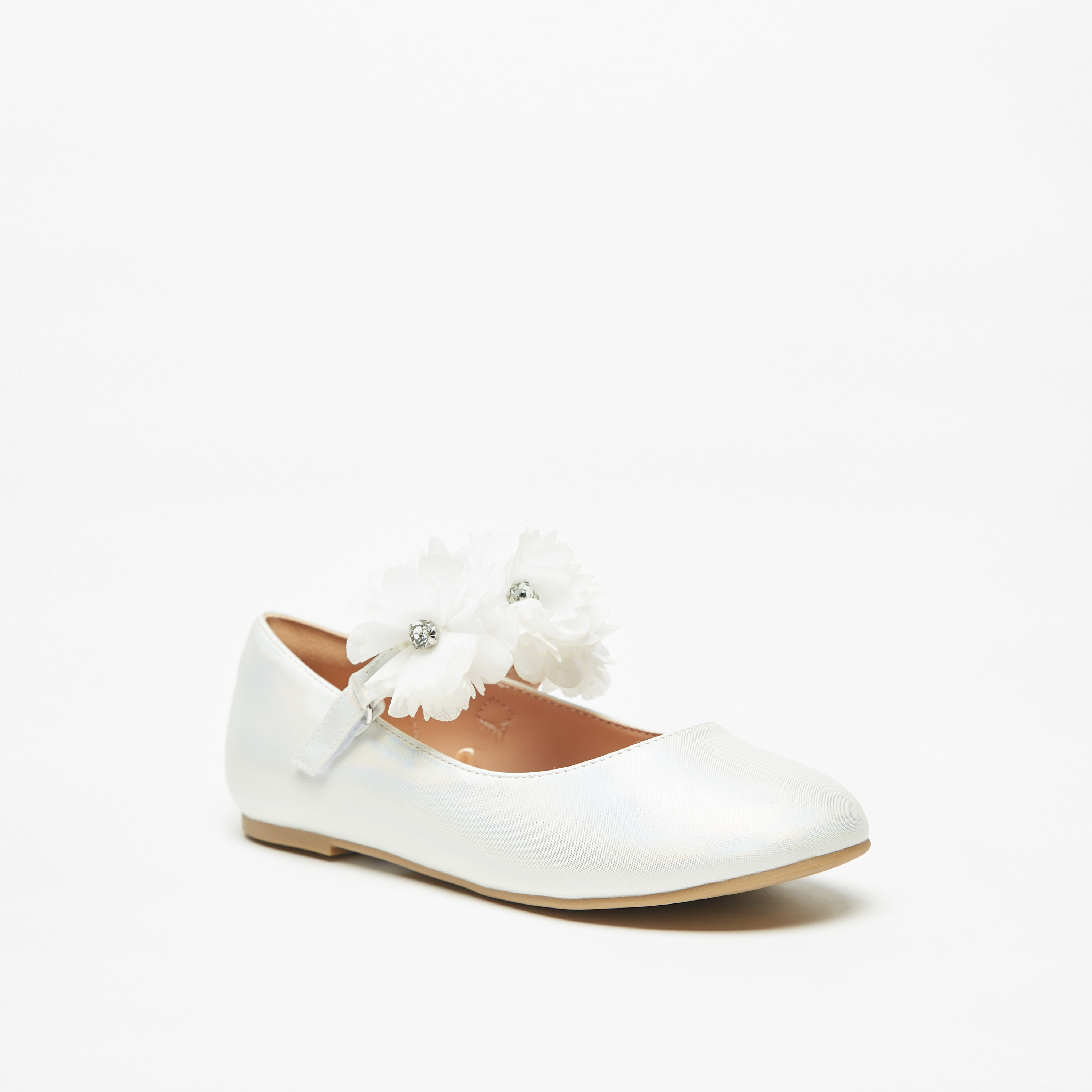 حذاء باليرينا بشريط إغلاق وتزيينات أزهار للبنات من سيليست-girls-shoes-maryjanes-image-1