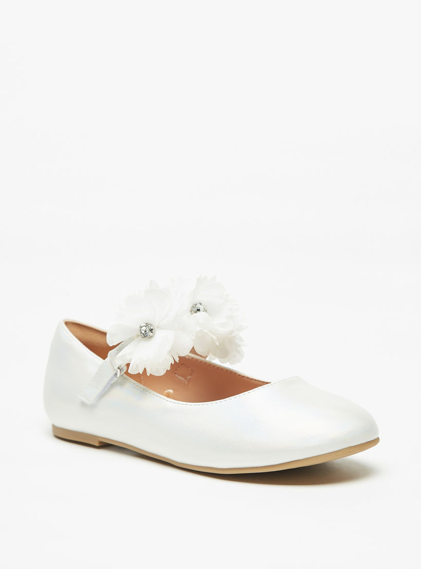 حذاء باليرينا بشريط إغلاق وتزيينات أزهار للبنات من سيليست-girls-shoes-maryjanes-image-1
