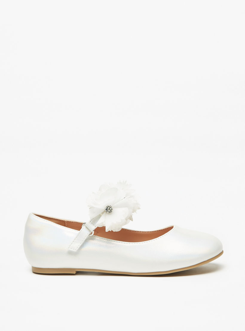 حذاء باليرينا بشريط إغلاق وتزيينات أزهار للبنات من سيليست-girls-shoes-maryjanes-image-3