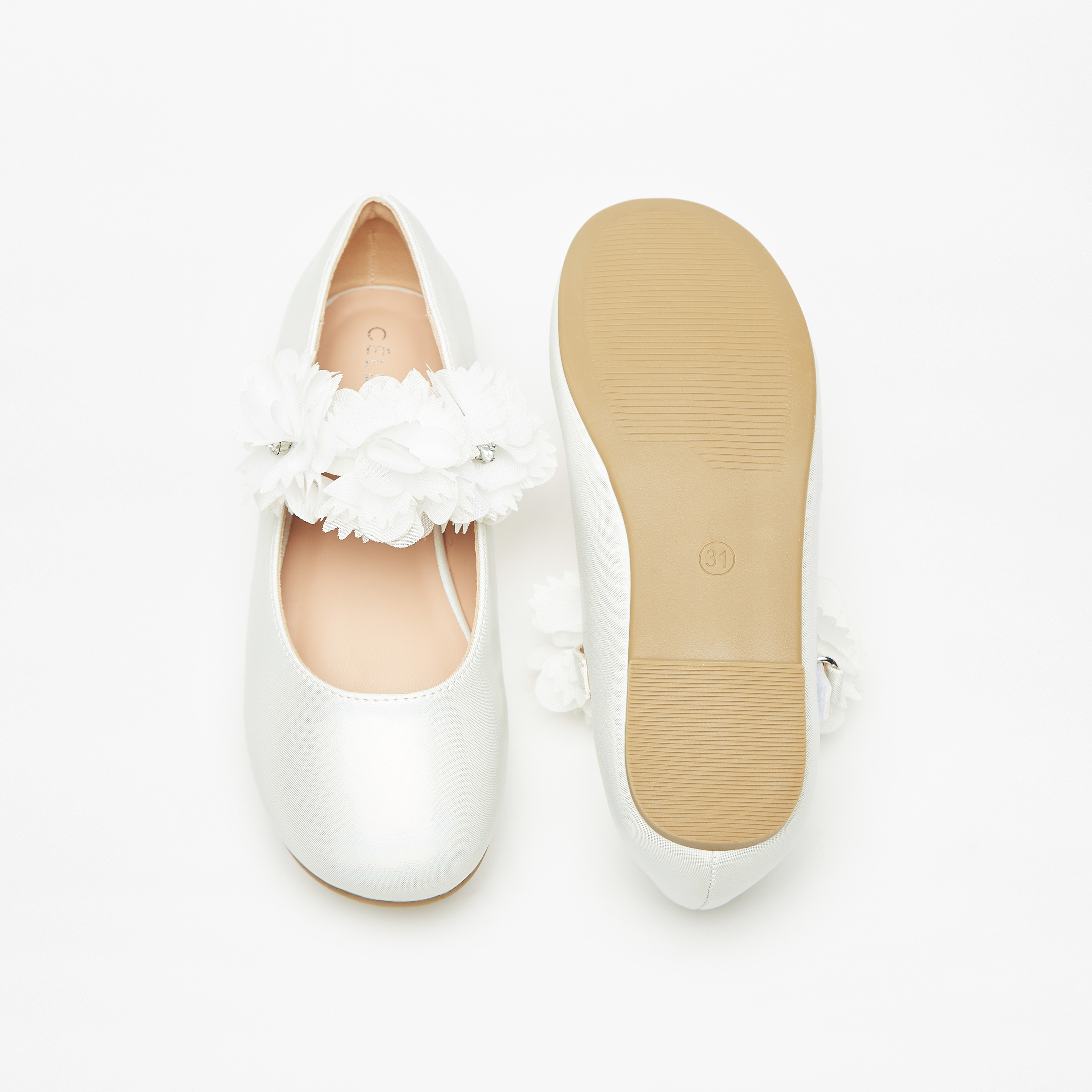 حذاء باليرينا بشريط إغلاق وتزيينات أزهار للبنات من سيليست-girls-shoes-maryjanes-image-4