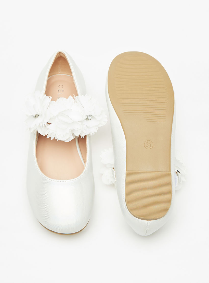 حذاء باليرينا بشريط إغلاق وتزيينات أزهار للبنات من سيليست-girls-shoes-maryjanes-image-4