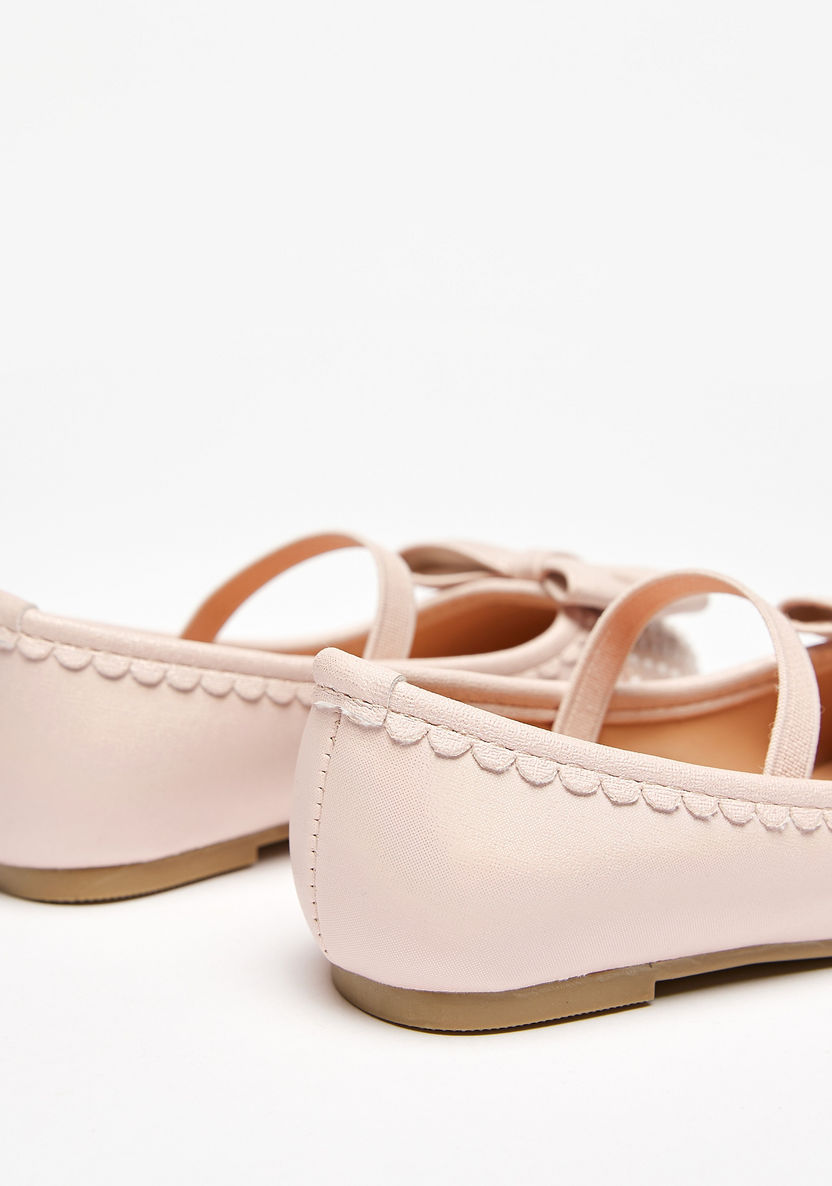 Pearl Embellished Round Toe Ballerinas with Bow Accent-Girl%27s Ballerinas-image-2