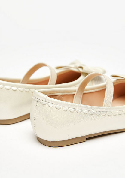 Pearl Embellished Round Toe Ballerinas with Bow Accent-Girl%27s Ballerinas-image-1