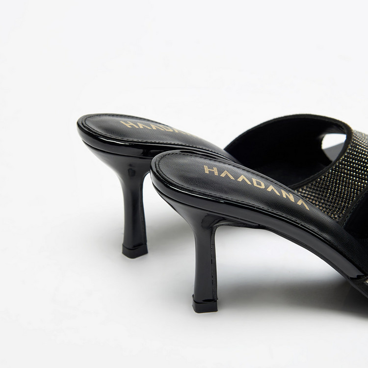 Haadana Embellished Slip-On Sandals with Stiletto Heels