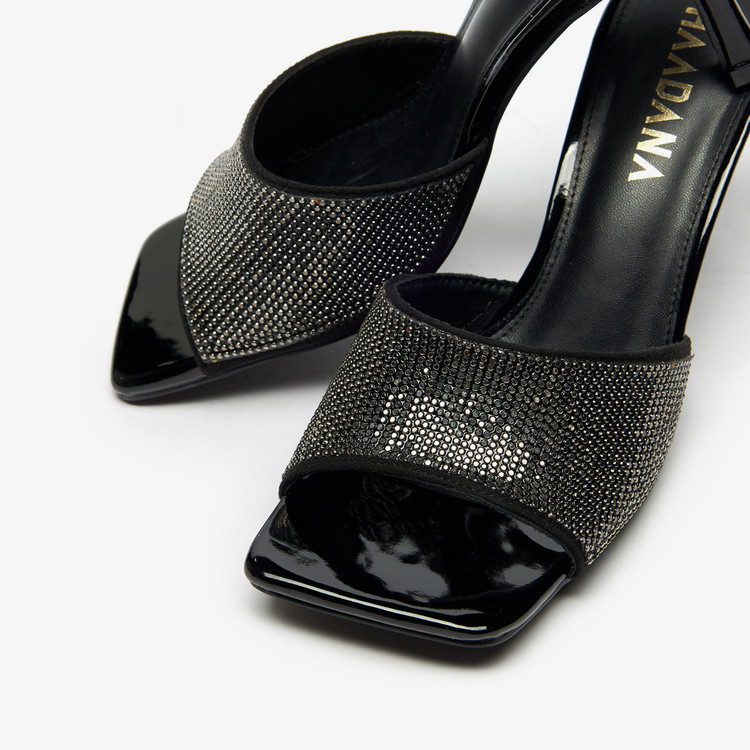 Haadana Embellished Slip-On Sandals with Stiletto Heels