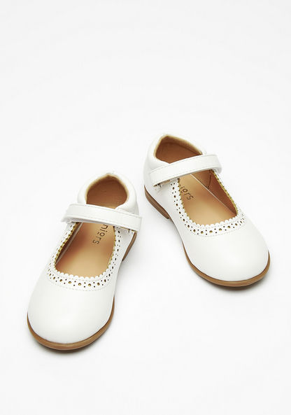 Juniors Cutwork Detail Mary Jane Shoes with Hook and Loop Closure-Girl%27s Ballerinas-image-1