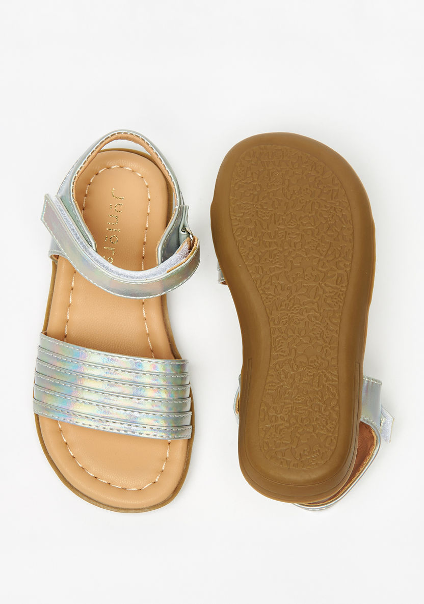 Juniors Stitch Detail Sandals with Hook and Loop Closure-Girl%27s Sandals-image-4