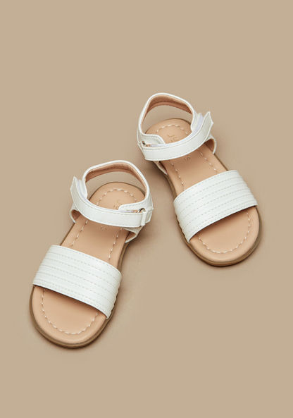 Juniors Stitch Detail Sandals with Hook and Loop Closure-Girl%27s Sandals-image-1