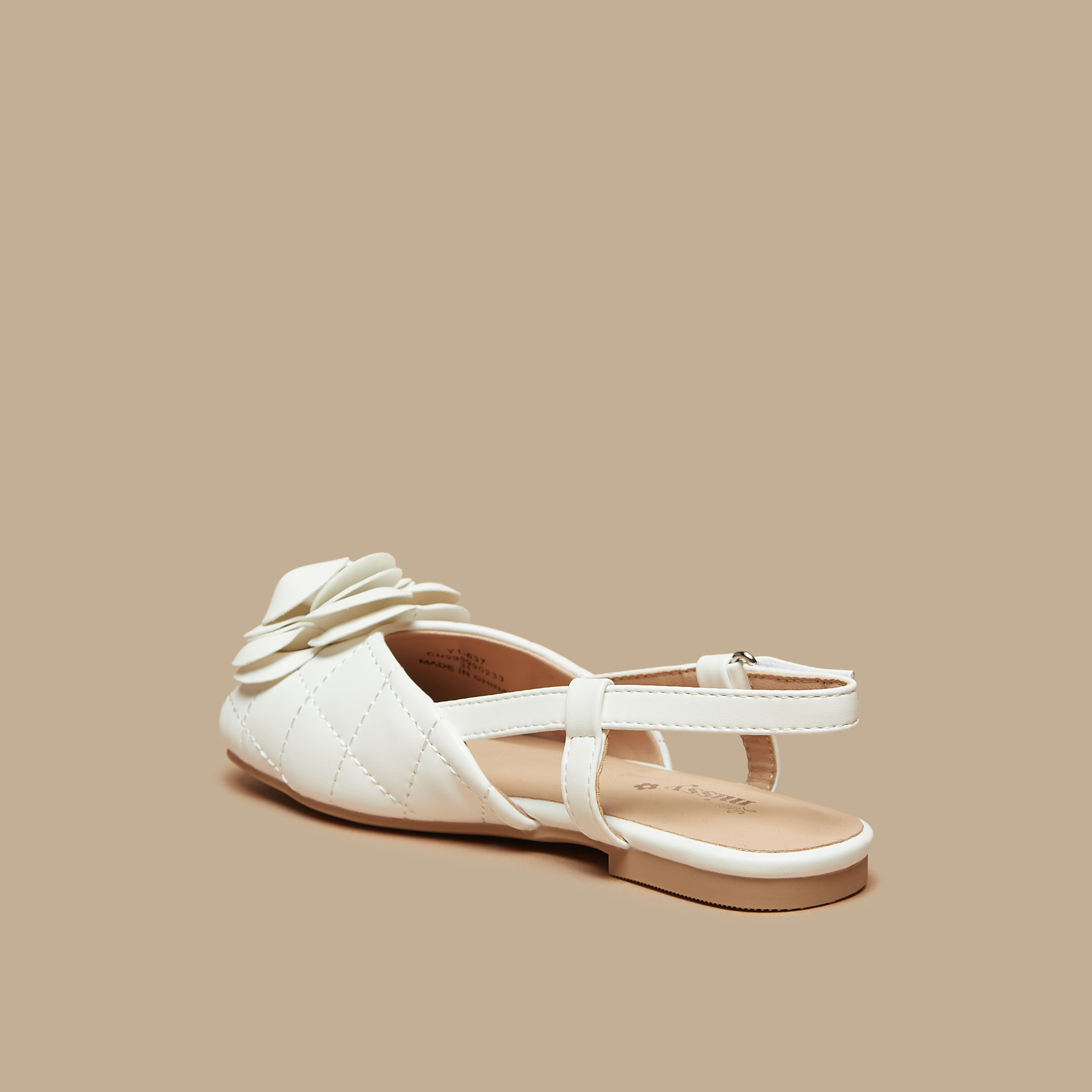 Little Missy Floral Detail Slingback Ballerina Shoes-girls-shoes-ballerinas-image-2