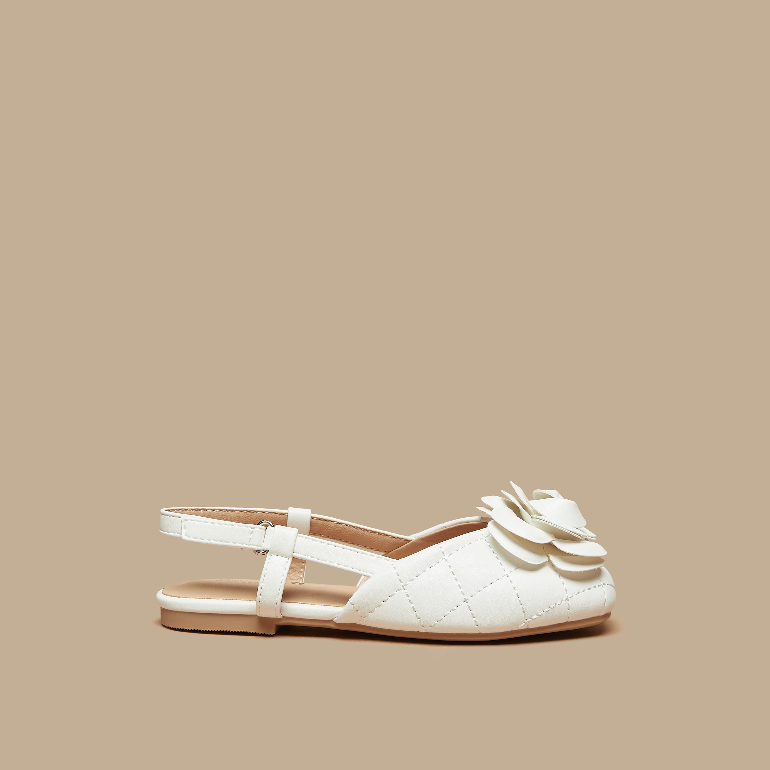 Little Missy Floral Detail Slingback Ballerina Shoes-girls-shoes-ballerinas-image-3
