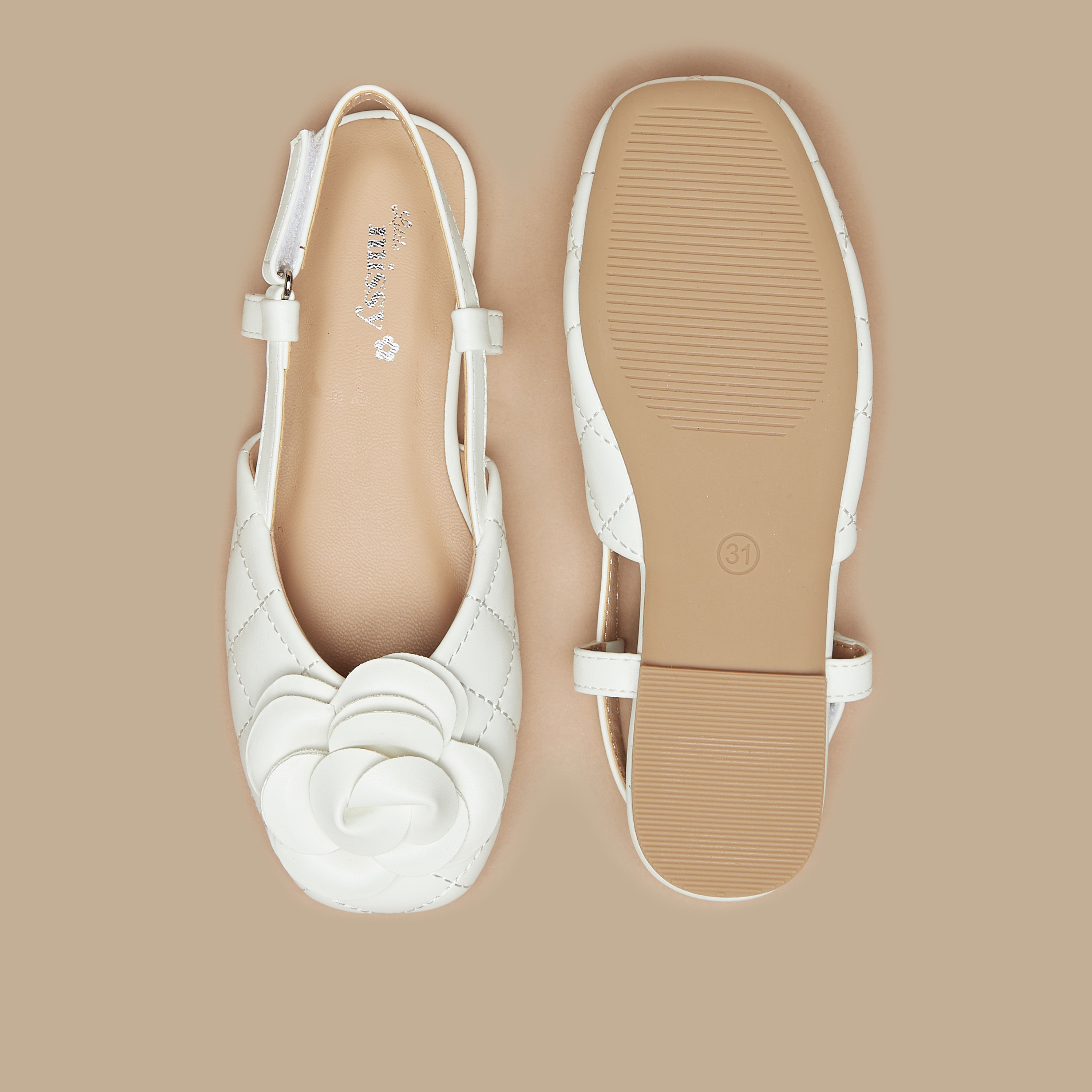 Little Missy Floral Detail Slingback Ballerina Shoes-girls-shoes-ballerinas-image-4