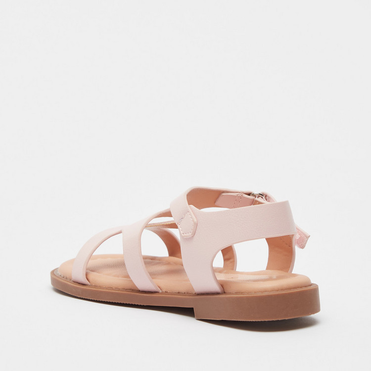 Juniors Solid Sandals with Hook and Loop Closure