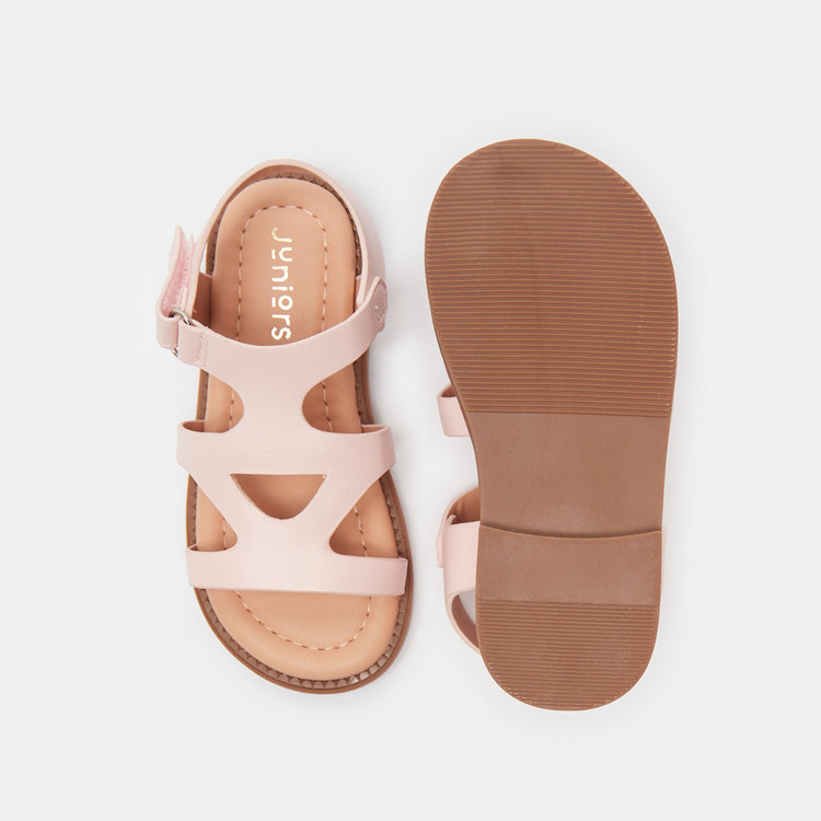 Juniors Solid Sandals with Hook and Loop Closure