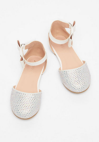 Juniors Embellished Ballerina Shoes with Ankle Strap Closure