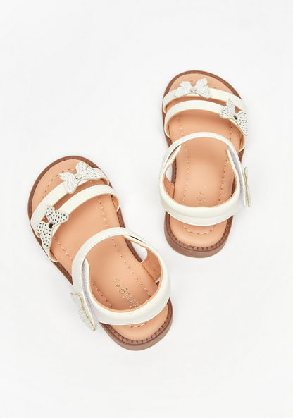 Juniors Butterfly Accented Flat Sandals with Hook and Loop Closure